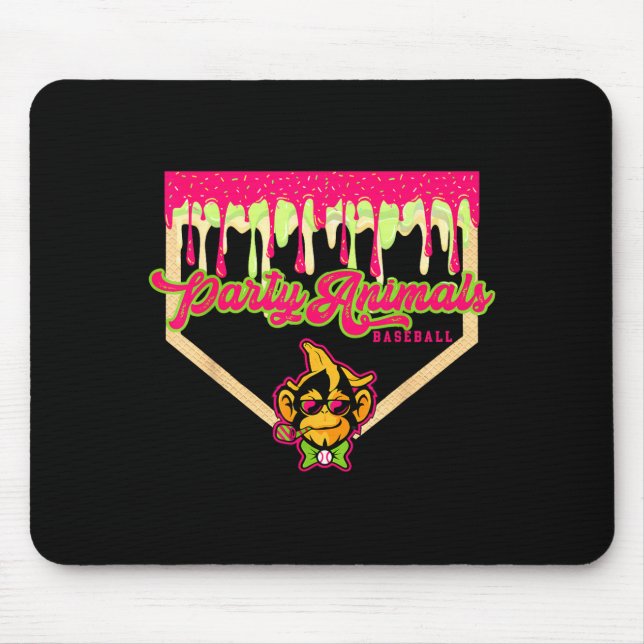 Party-Tiere Baseball tropfende Platte Affe  Mousepad (Vorne)
