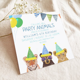 Party Tiere Blue Birthday Einladung