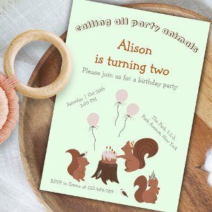 Party Tiere Eichhörnchen Geburtstagsparty Einladun Einladung