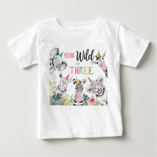 Party Tiere Geburtstag Mädchen Wild Drei Geburtsta Baby T-shirt