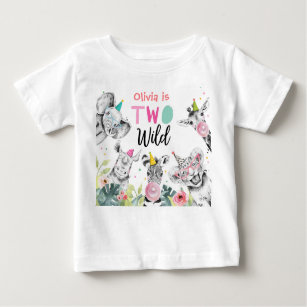 Party Tiere Geburtstag Mädchen Zwei Wilde 2. Gebur Baby T-shirt