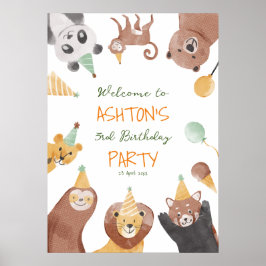 Party Tiere Geburtstagsfeier Begrüßungszeichen Poster