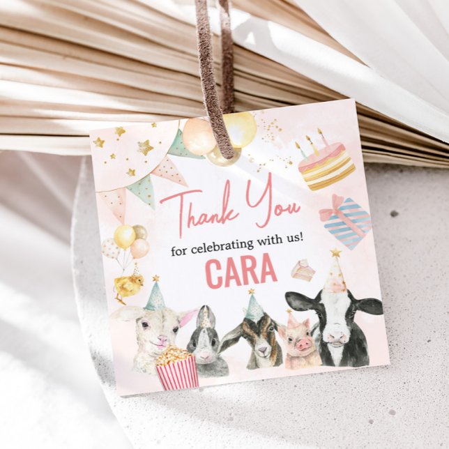Party Tiere Geburtstagsparty Geschenkanhänger (Animals Farm Party Birthday Party Square Favor Tags)