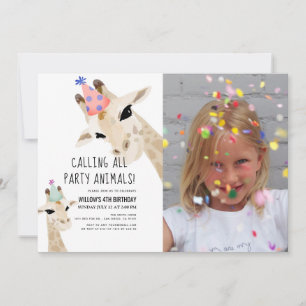 Party Tiere Giraffe Foto Geburtstag Einladung