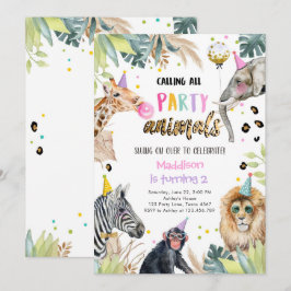 Party Tiere Girl Safari Jungle Zoo Einladung
