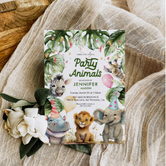 Party Tiere Jungle Safari Geburtstag Einladung