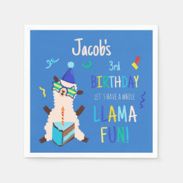 Party-Tiere Llama Geburtstagsjungen Blau Serviette