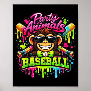 Party-Tiere Meme Baseball lustiger Affe Poster