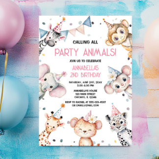 Party Tiere niedlich Safari Geburtstagsparty Einladung
