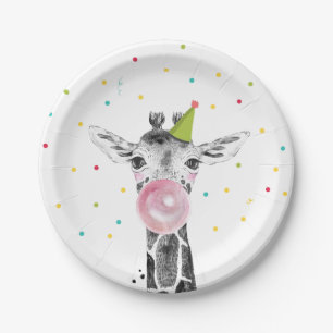 Party Tiere Safari Wild eine Giraffe Zoo Geburtsta Pappteller