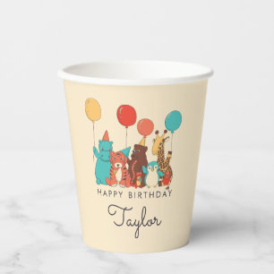 Party-Tiere Tiger, Pinguin, Nilpferd Kindergeburts Pappbecher
