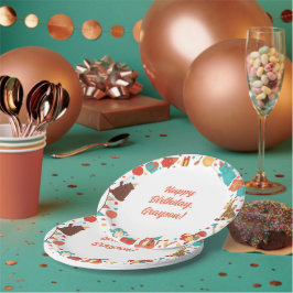 Party-Tiere und Konfetti Individuelle Kindergeburt Pappteller