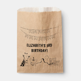 Party Tiere von Hand gezogene Doodle Kind Geburtst Geschenktütchen