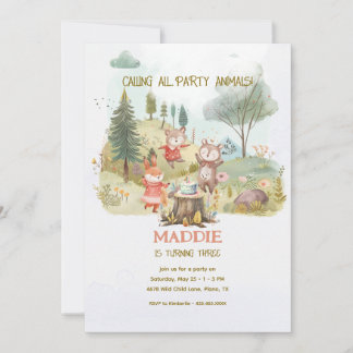 Party Tiere Waldland Kindergeburtstag Party Einladung