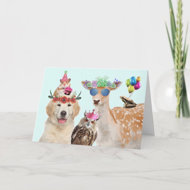 Party Tiere Wild Geburtstag Karte (Vorderseite)