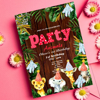 Party Tiere Wild Safari Pink Girl Geburtstagsparty Einladung