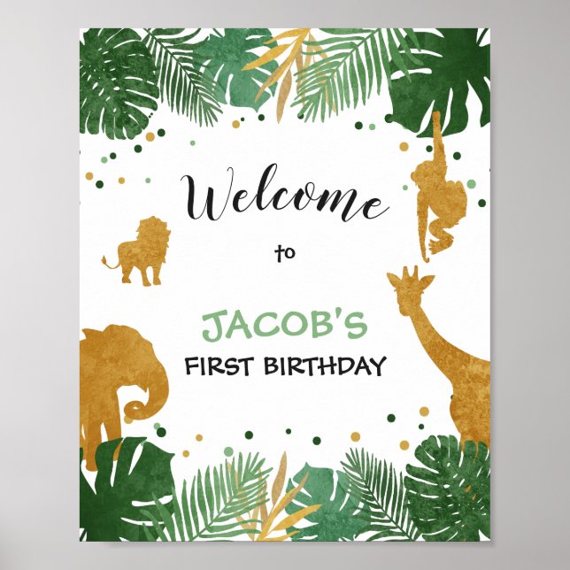 Party Tiere Willkommen Sign Zoo Safari Jungle Poster (Vorne)