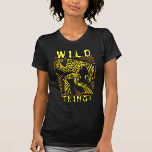 Party-Tierwolf-Frauen-Holzschnitt-Grafik T-Shirt