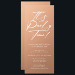 Party Time 40. Geburtstag Party Einfache Eleganz Einladung<br><div class="desc">Es ist Party Time 40th 40th Birthday Party Simple Elegant Invitation Invite bietet ein minimalistisches Design mit dem Text "It's Party Time!" in modernen weißen Kalligraphieskripttypografie und personalisiert unten mit Ihrem eigenen Text. Der bearbeitbare Schriftart kann mit einem Aprikosenhintergrund verändert werden. Entworfen von © Evco Studio www.zazzle.com/store/evcostudio</div>