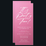 Party Time 40. Geburtstag Party Einfache Eleganz Einladung<br><div class="desc">Es ist Party Time 40th 40th Birthday Party Simple Elegant Invitation Invite bietet ein minimalistisches Design mit dem Text "It's Party Time!" in modernen weißen Kalligraphieskripttypografie und personalisiert unten mit Ihrem eigenen Text. Der Schriftart kann mit einem rosa Hintergrund bearbeitet werden. Entworfen von © Evco Studio www.zazzle.com/store/evcostudio</div>
