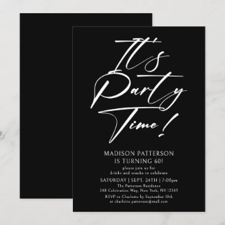 Party Time 60. Geburtstagsparty Simple Elegant Einladung