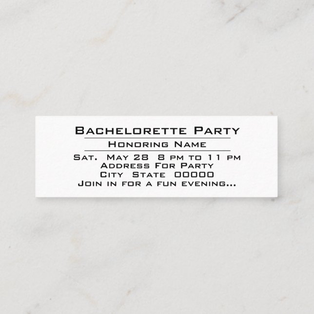 Party Time Bachelorette Bachelor Party Einladung (Rückseite)