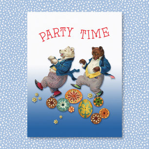 Party Time Bären Postkarte