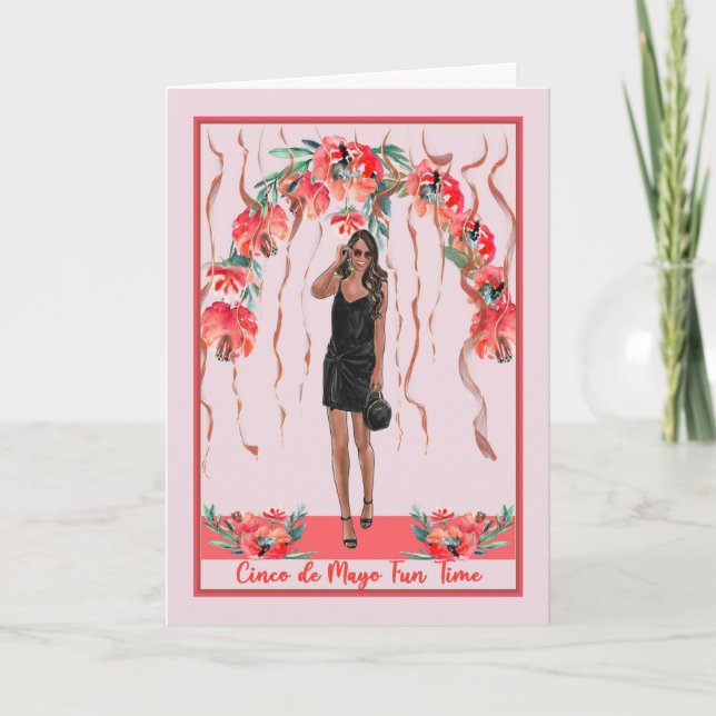 Party Time Card für Cinco de Mayo mit Frauen Karte (Vorderseite)
