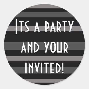Party Time Collection Schwarze Streifen Runder Aufkleber