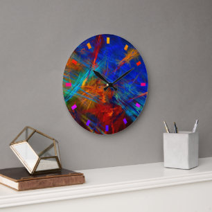 'Party Time' - Farbenfrohe Abstrakte Kunst Große Wanduhr