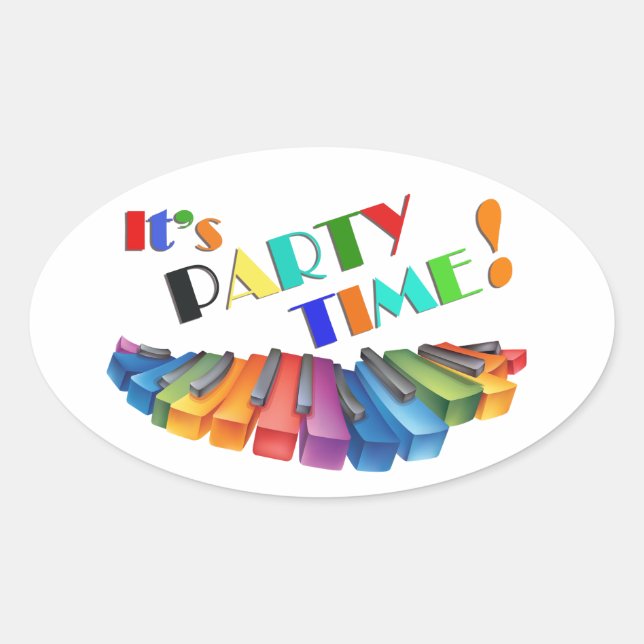 Party Time Farbsticker Ovaler Aufkleber (Vorderseite)