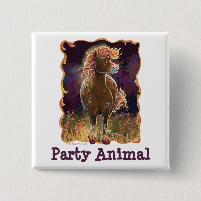 Party Time Fire Horse Button (Vorderseite)