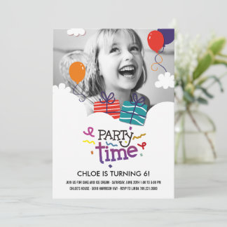 Party Time Foto Geburtstagseinladung Einladung