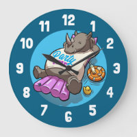 Party Time Funny Rhino Swimming Pool Cartoon