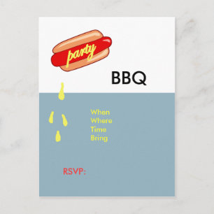 Party Time Hotdog lädt ein Einladungspostkarte
