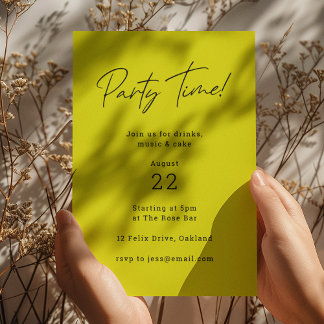 Party Time | Lime Green Modern Minimalistisch stil Einladung