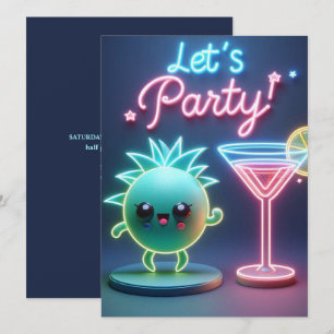 Party Time Neon Green Einladung