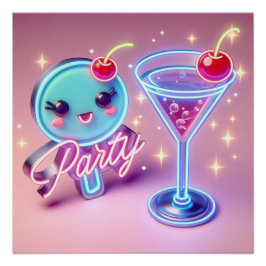 Party Time Neon Pink Poster
