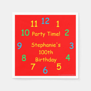 Party Time Paper Napkins, 100. Geburtstag, Rot Serviette
