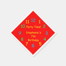 Party Time Paper Napkins, 7. Geburtstag, Rot