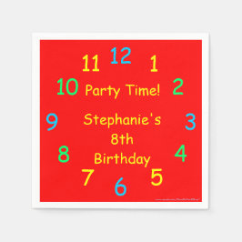 Party Time Paper Napkins, 8. Geburtstag, Rot, Kind Serviette