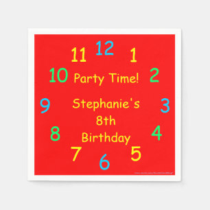 Party Time Paper Napkins, 8. Geburtstag, Rot, Kind Serviette