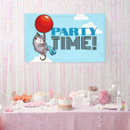 PARTY TIME! Party Possum Funny Floating Opossum Banner