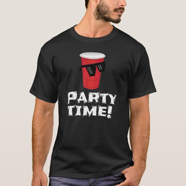 Party Time Red Plastic Cup Sonnenbrille T-Shirt (Vorderseite)