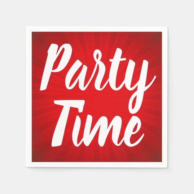 Party Time Red Sunburst Geburtstagsparty Serviette (Vorderseite)