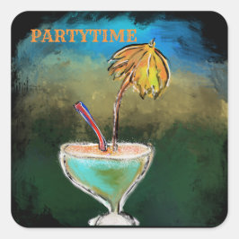 Party Town Quadratischer Aufkleber