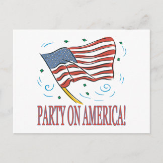 Party über Amerika Einladungspostkarte