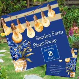 Party- und Pflanze-Swap für Blue Garden Einladung
