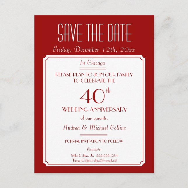 Party, Veranstaltung oder Wiedersehen Save the Dat Ankündigungspostkarte (Vorderseite)