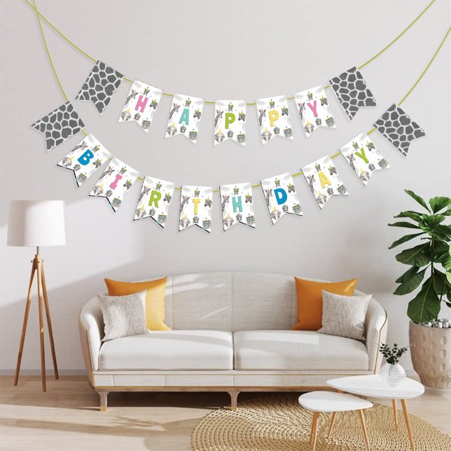 Party von Tieren | Wild Animal Birthday Wimpelkette (Animals Party Bunting Flags )